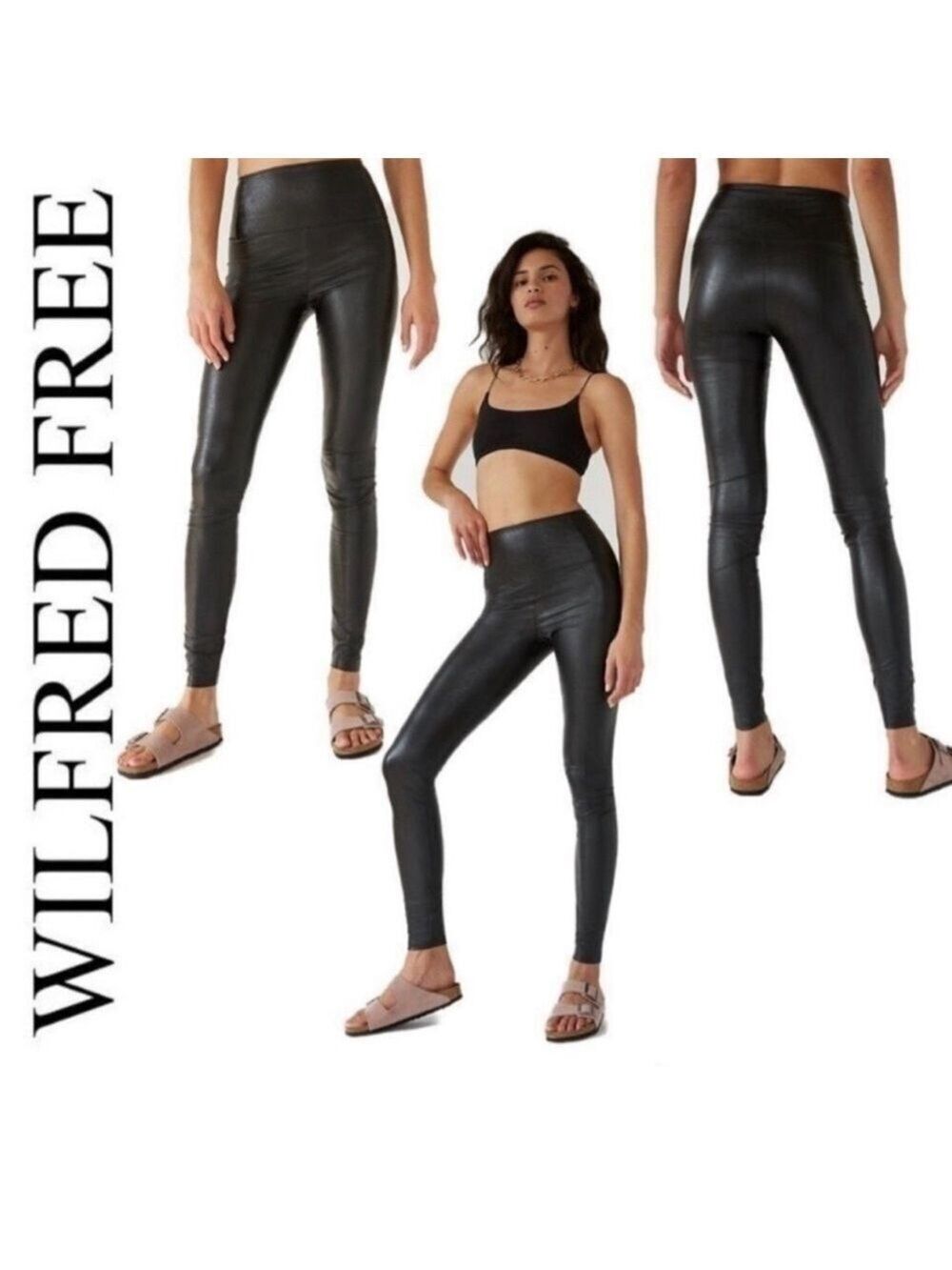 ARITZIA Wilfred Free Black Daria Faux leather pleather leggings high waisted S